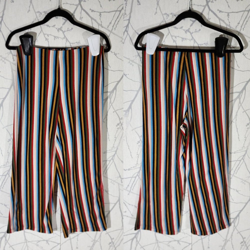 Urban Outfitters Striped High Rise Wide Leg Plisse Pants - Picture 2 of 5